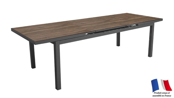 Table TERAMO 180/240 plateau HPL Fundermax® Coloris:Châssis Graphite/Plateau Fundermax® Bambou Ecotax:Prix de vente comprenant l