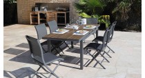 Table TERAMO 180/240 plateau HPL Fundermax® Coloris:Châssis Graphite/Plateau Fundermax® Bambou Ecotax:Prix de vente comprenant l