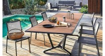 Table ELENA 185/241/298 Coloris:Châssis Graphite/Plateau bois structuré Ecotax:Prix de vente comprenant l'éco-taxe de 10,00 € TT