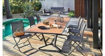 Table ELENA 185/241/298 Coloris:Châssis Graphite/Plateau bois structuré Ecotax:Prix de vente comprenant l'éco-taxe de 10,00 € TT