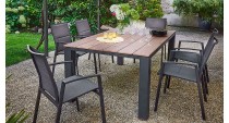 Table ELENA 180 Coloris:Châssis Graphite/Plateau bois structuré Ecotax:Prix de vente comprenant l'éco-taxe de 6,30 € TTC Mode de