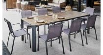 Table DOELAN II 180/240 plateau HPL Coloris:Châssis Graphite/Plateau HPL Bambou Ecotax:Prix de vente comprenant l'éco-taxe de 4,