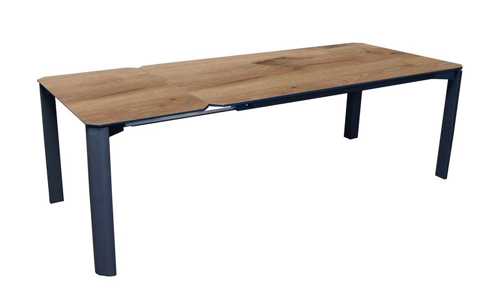 Table DOELAN II 180/240 plateau HPL Coloris:Châssis Graphite/Plateau HPL Chêne Ecotax:Prix de vente comprenant l'éco-taxe de 4,2