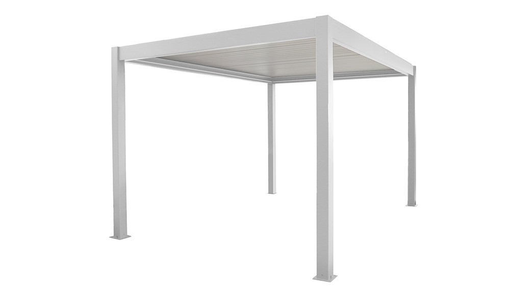 Pergola autoportée ZEPHIR 3x4 manuelle Coloris:Châssis Blanc/Lames blanches Ecotax:Prix de vente comprenant l'éco-taxe de 1,25 €