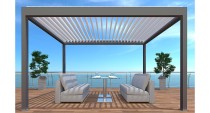 Pergola autoportée ZEPHIR 3x4 manuelle Coloris:Châssis Graphite/Lames blanches Ecotax:Prix de vente comprenant l'éco-taxe de 1,2