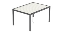 Pergola autoportée MIRA 3x4 manuelle Coloris:Châssis Graphite/Lames blanches Ecotax:Prix de vente comprenant l'éco-taxe de 0.70 